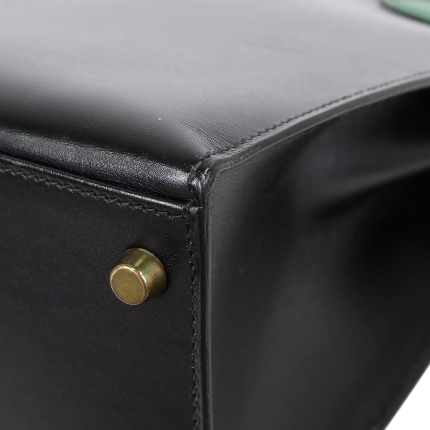 Kelly 28 Bicolor Double Material Box Calf Kushbell Black Green GP XV Engraved