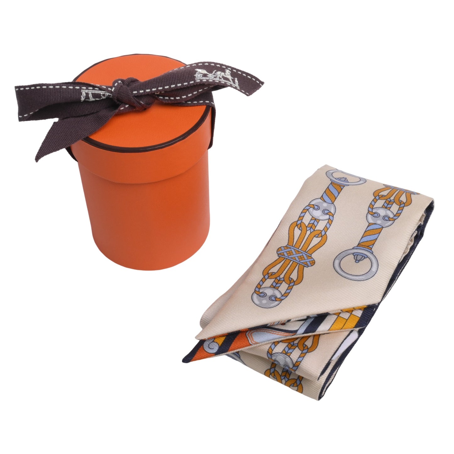 HERMES ツイリー ハーネスの薔薇窓 シルク アイボリー