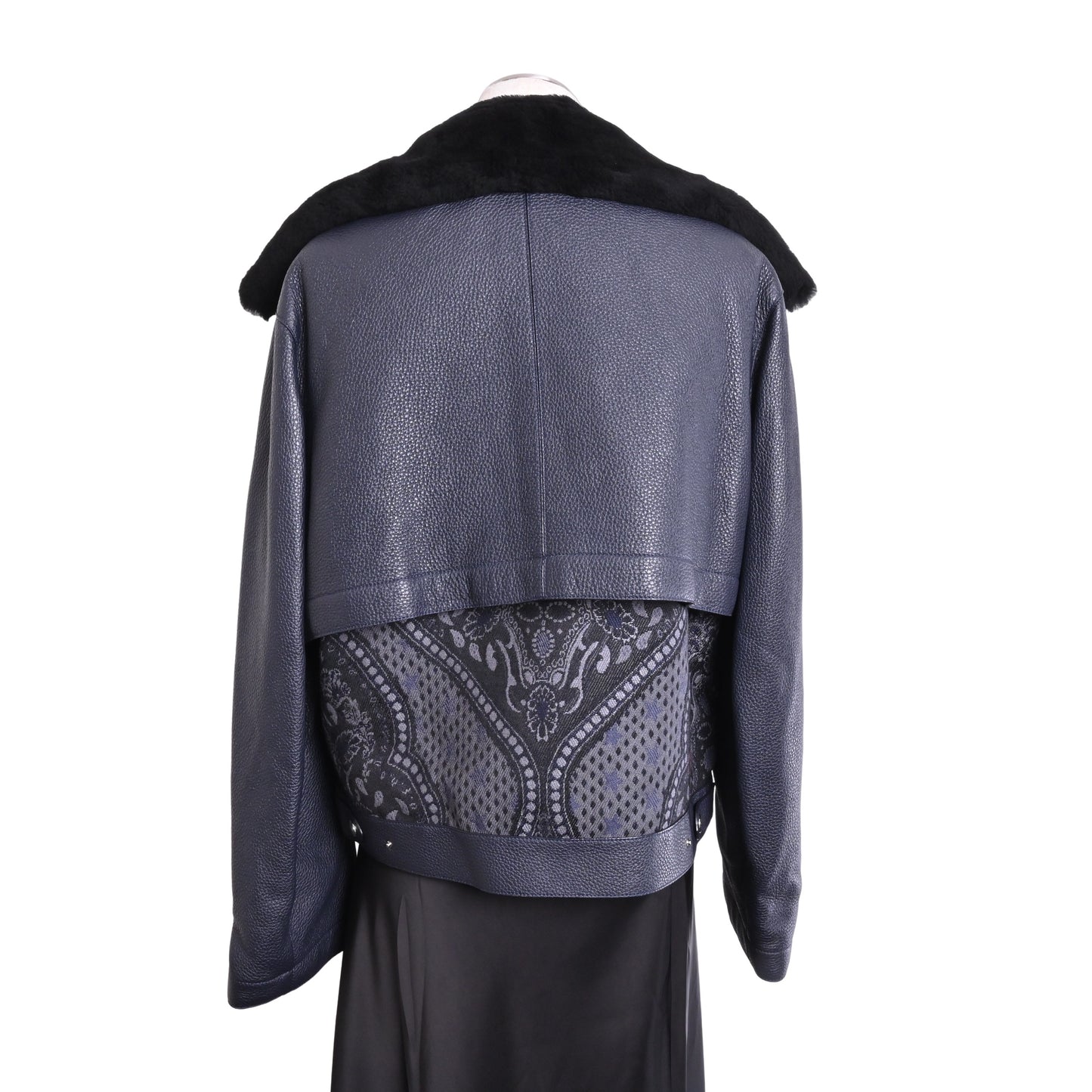 HERMES ブルゾン レザージャケット&ジップベスト レザー ディア ウール ネイビー 36