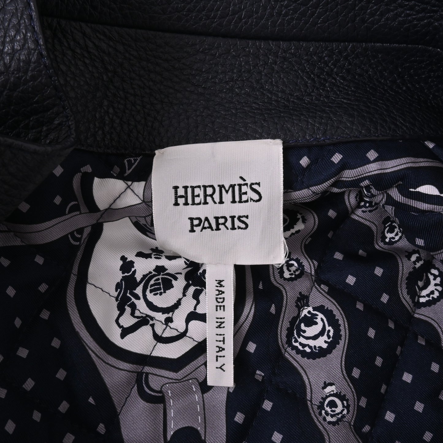HERMES ブルゾン レザージャケット&ジップベスト レザー ディア ウール ネイビー 36