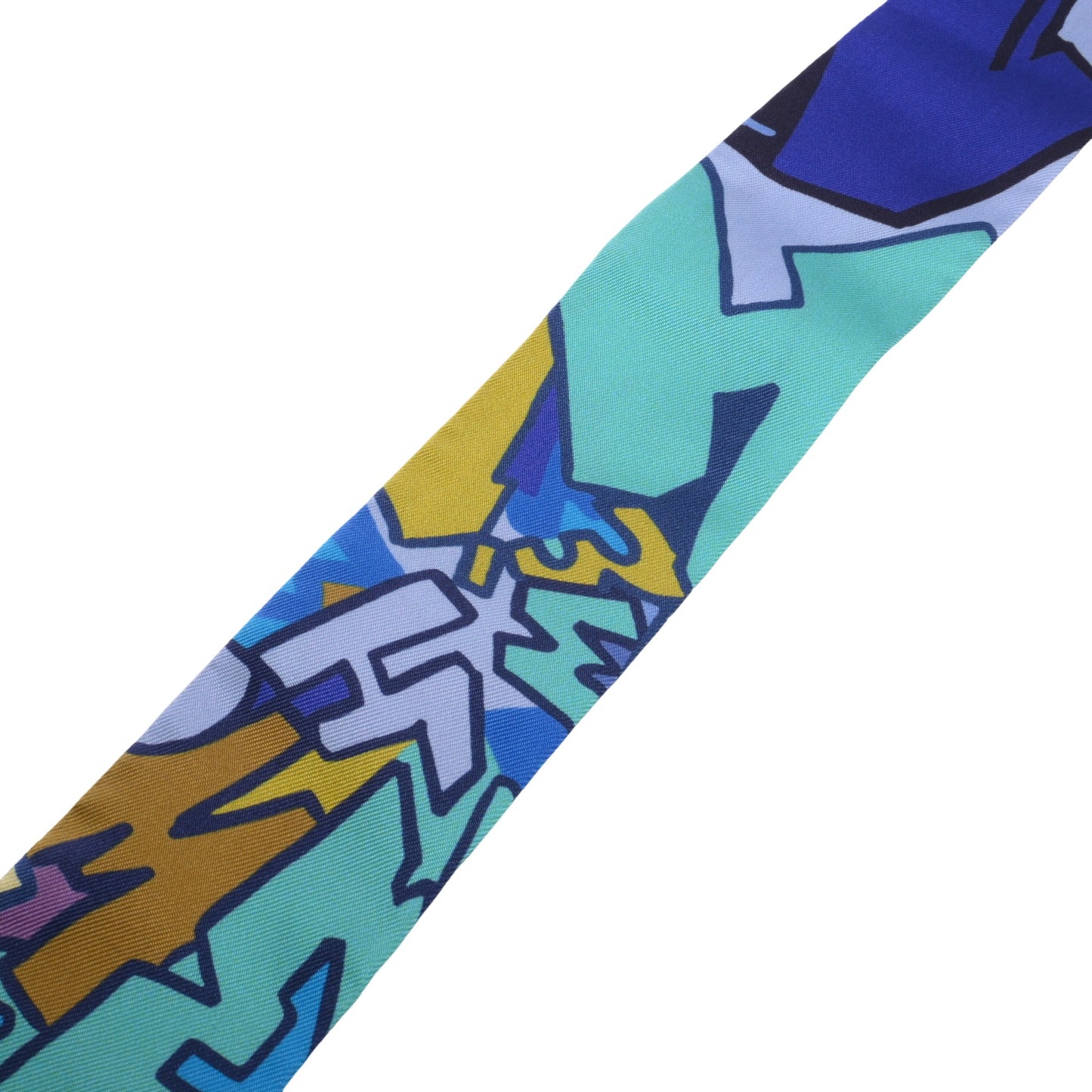 HERMES ツイリー KONGO グラフィティ シルク ブルー