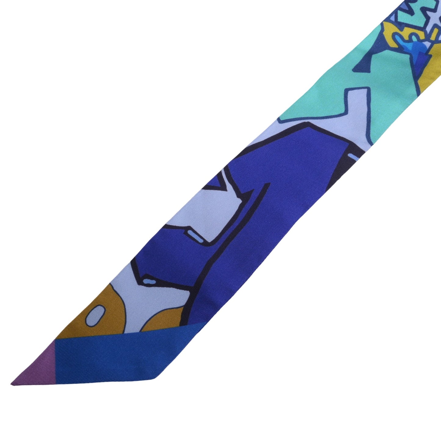 HERMES ツイリー KONGO グラフィティ シルク ブルー