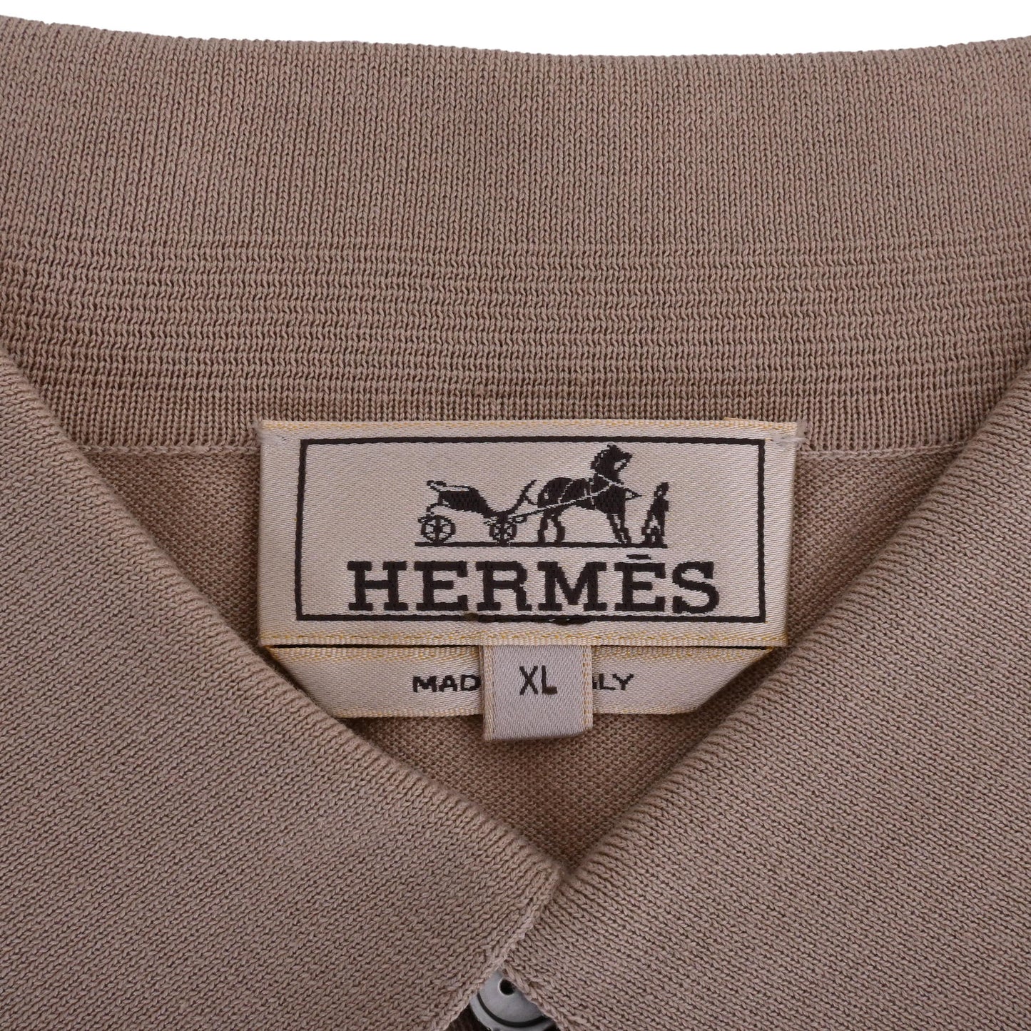 HERMES ポロシャツ Hロゴ コットン ベージュ XL