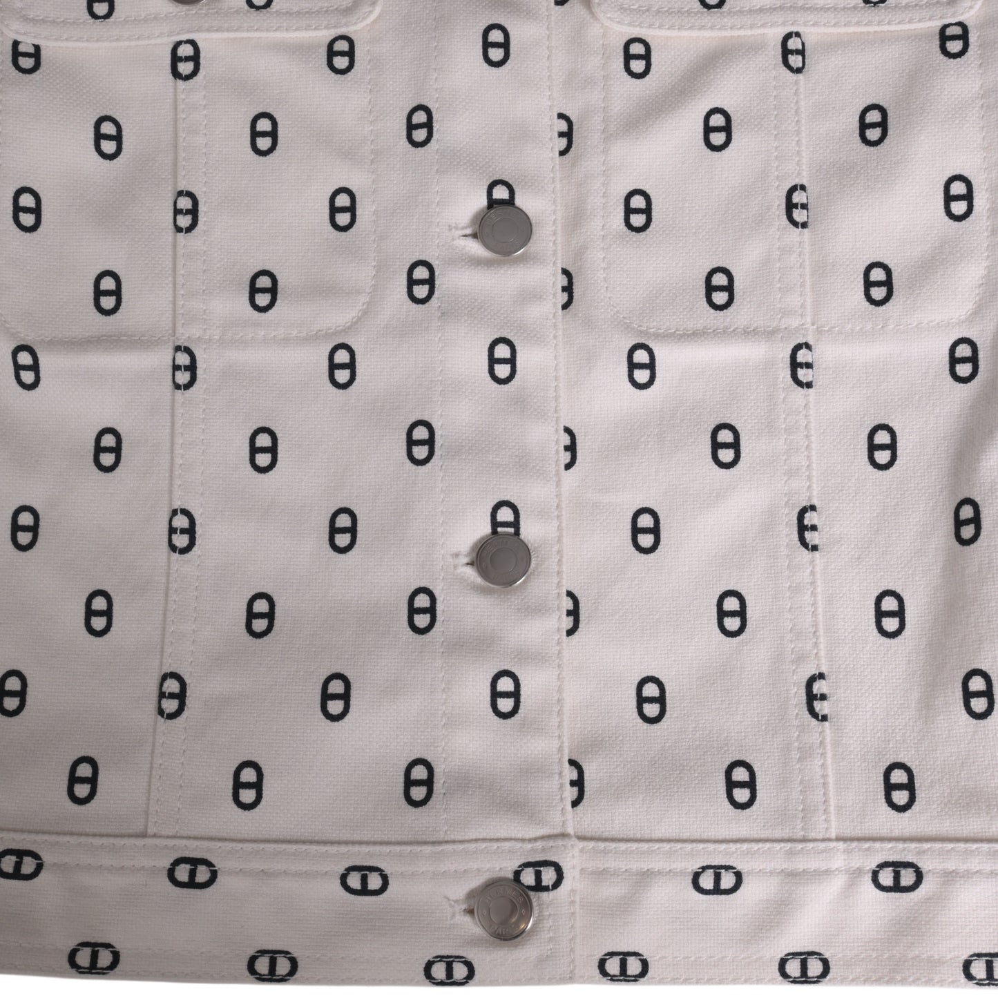 HERMES デニムジャケット シェーヌダンクル柄 白 40