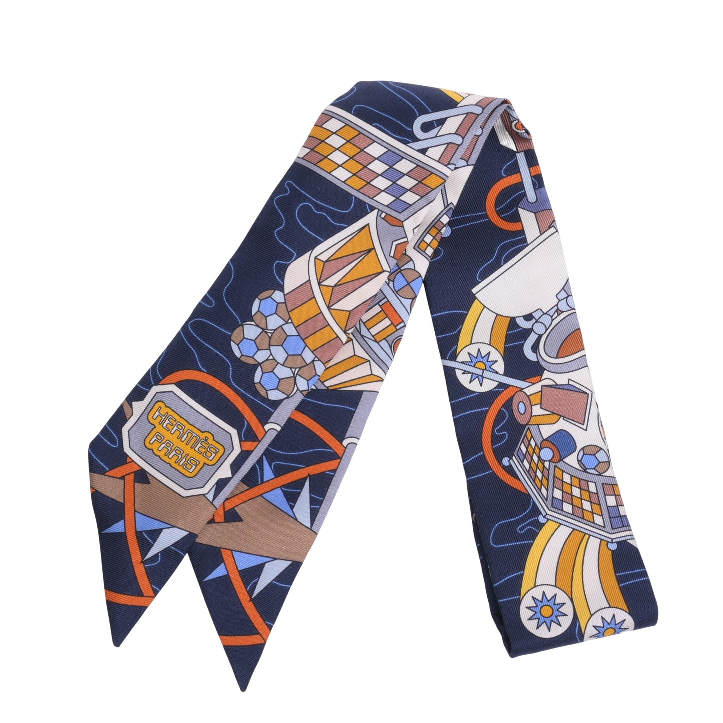HERMES ツイリー オデッセイ シルク ネイビー