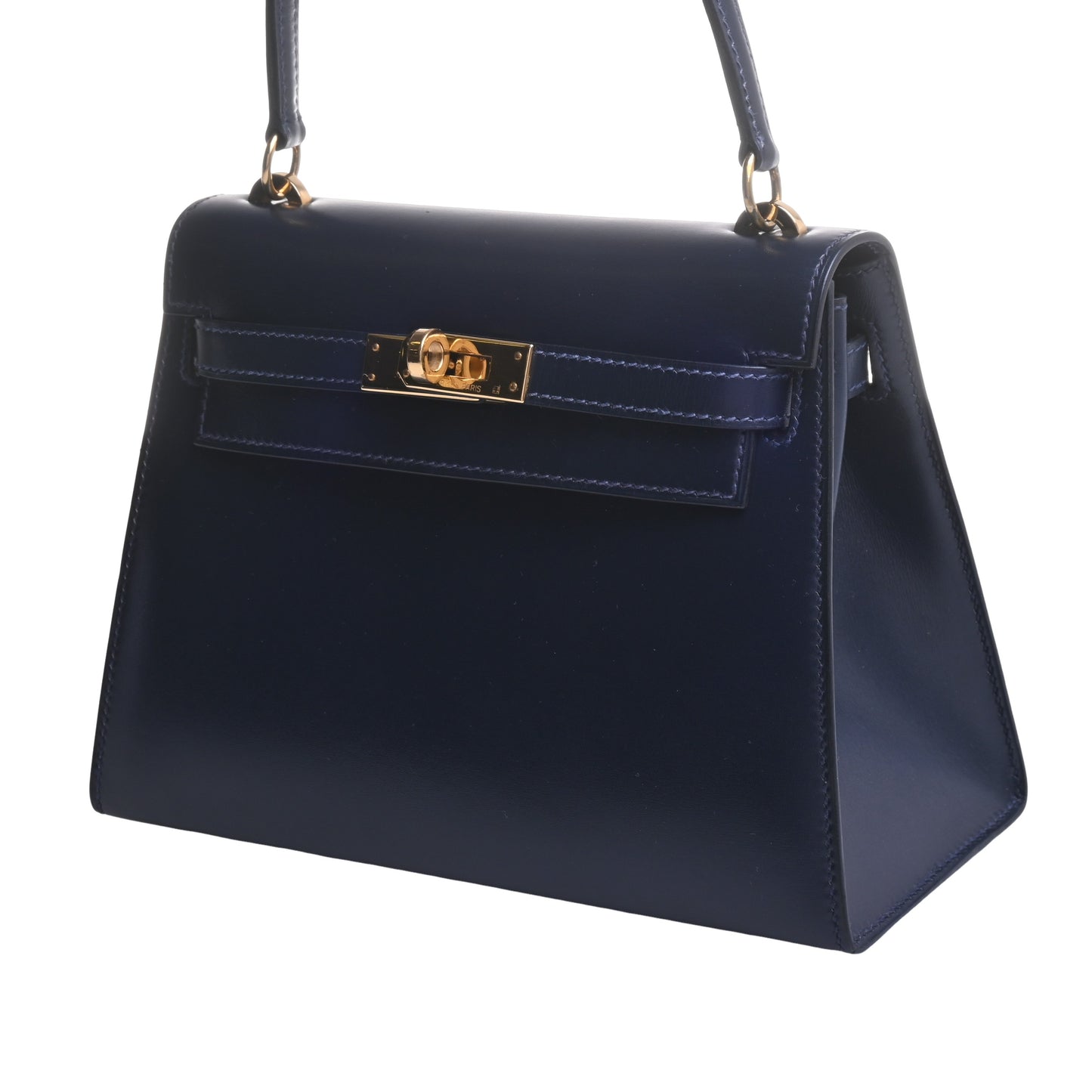 HERMES ミニケリー ボックスカーフ ネイビー GP 〇R刻印