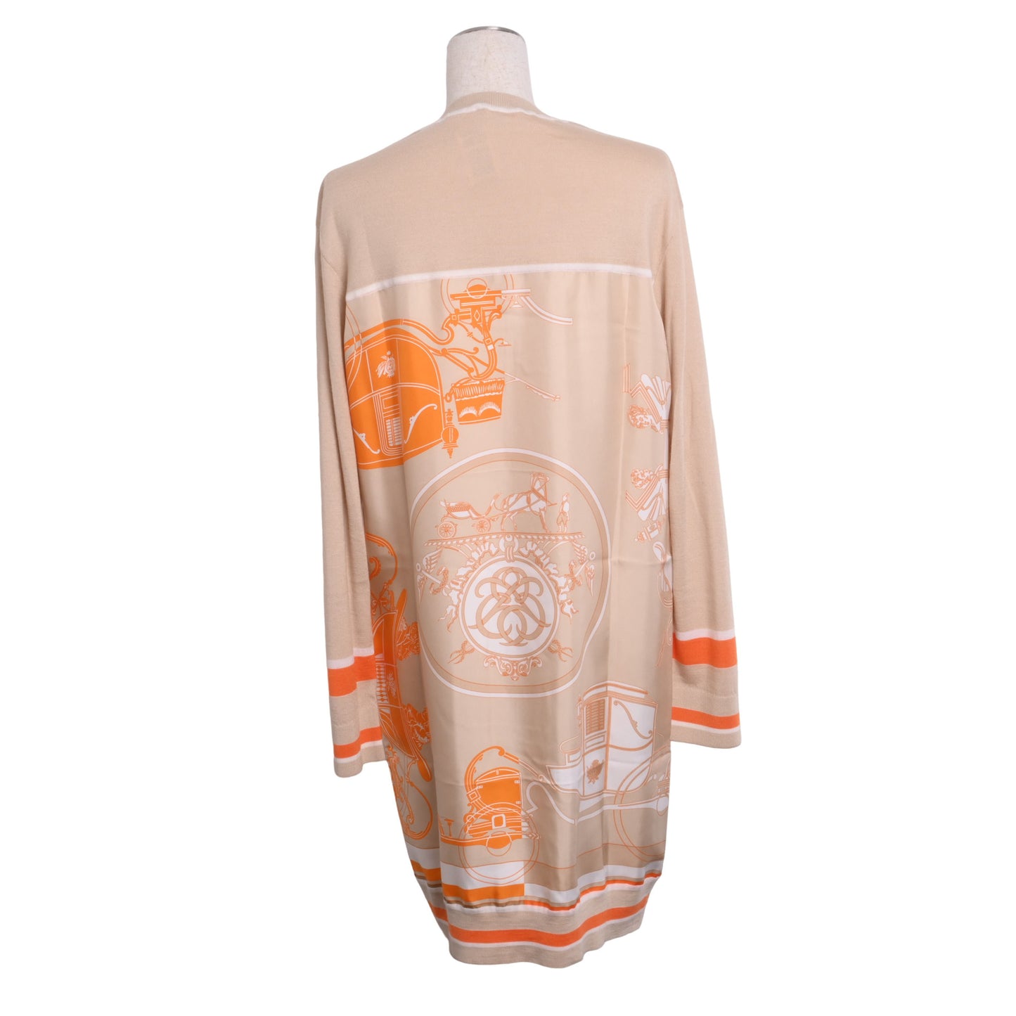 HERMES ワンピース ツイルレーヌ エクスリブリス カシミヤ シルク ベージュ 34
