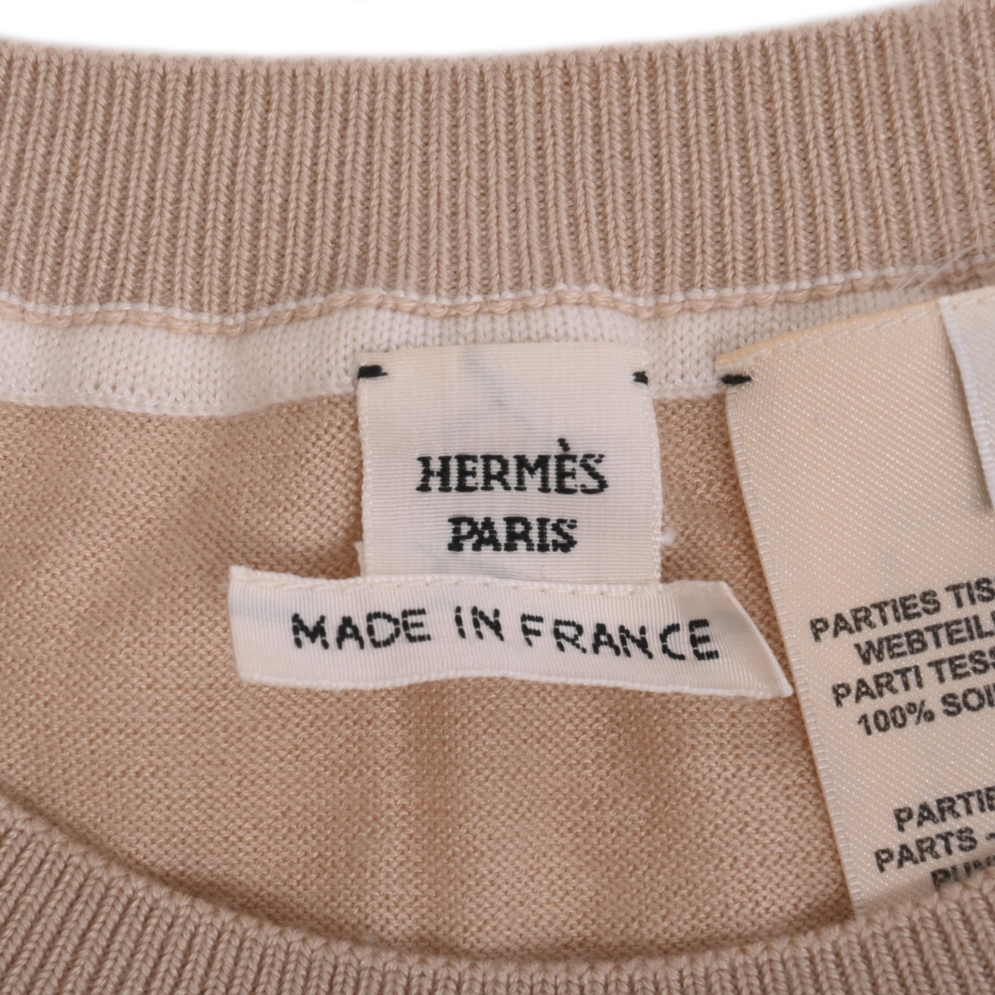 HERMES ワンピース ツイルレーヌ エクスリブリス カシミヤ シルク ベージュ 34