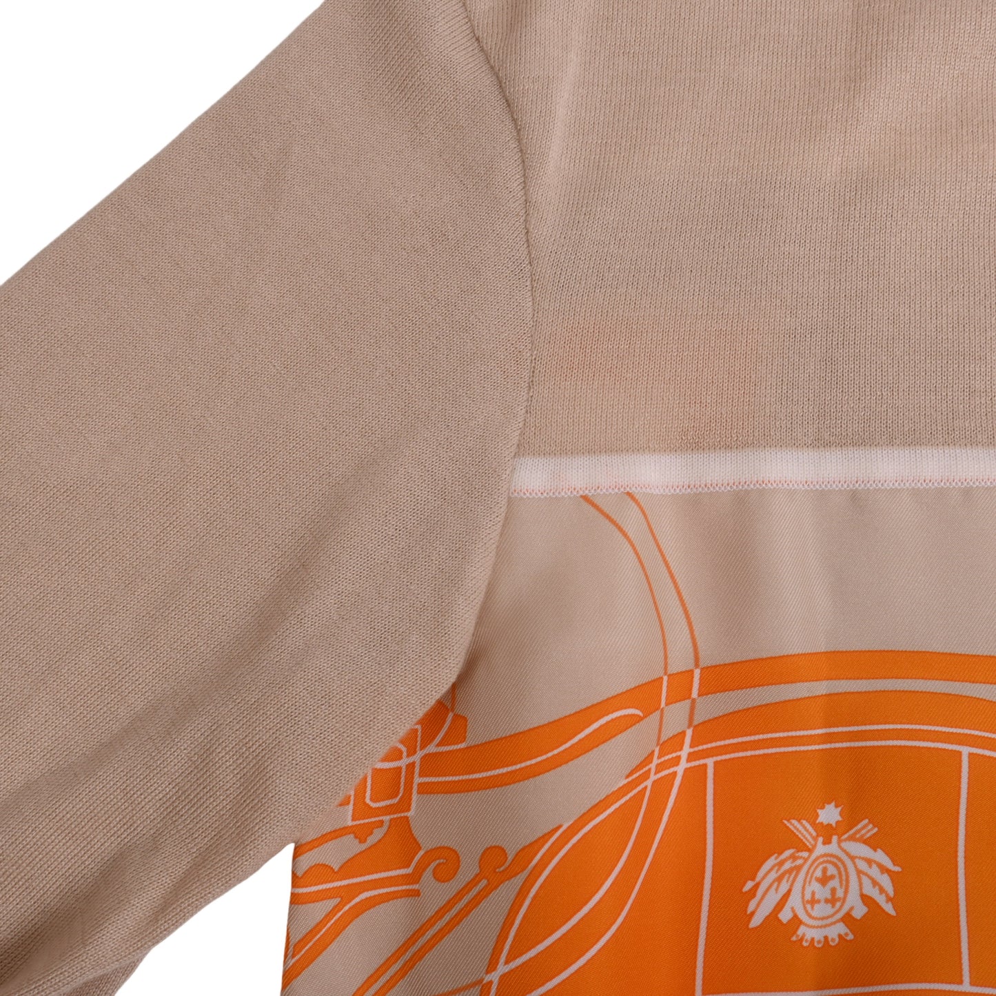 HERMES ワンピース ツイルレーヌ エクスリブリス カシミヤ シルク ベージュ 34