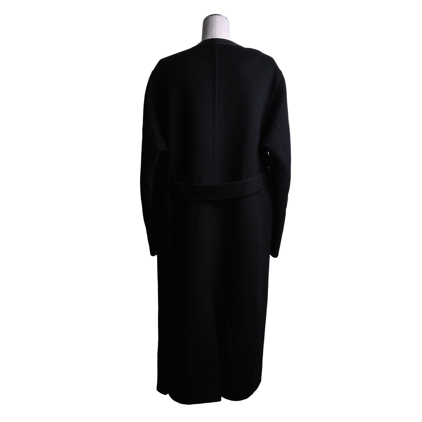 HERMES ベルテッドコート カシミヤ レザー 黒 38