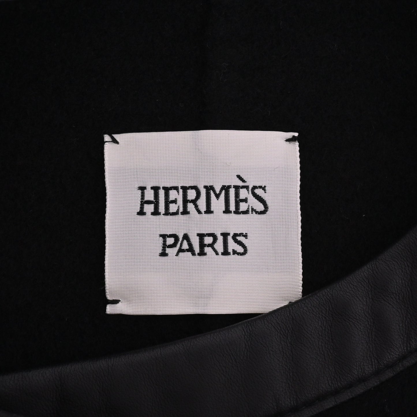 HERMES ベルテッドコート カシミヤ レザー 黒 38