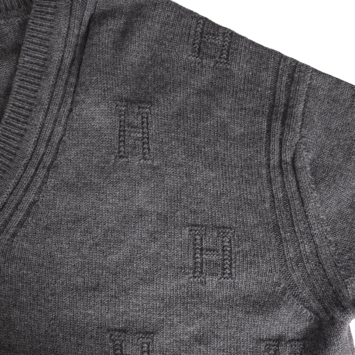 HERMES Vネック ニット ウール グレー 36