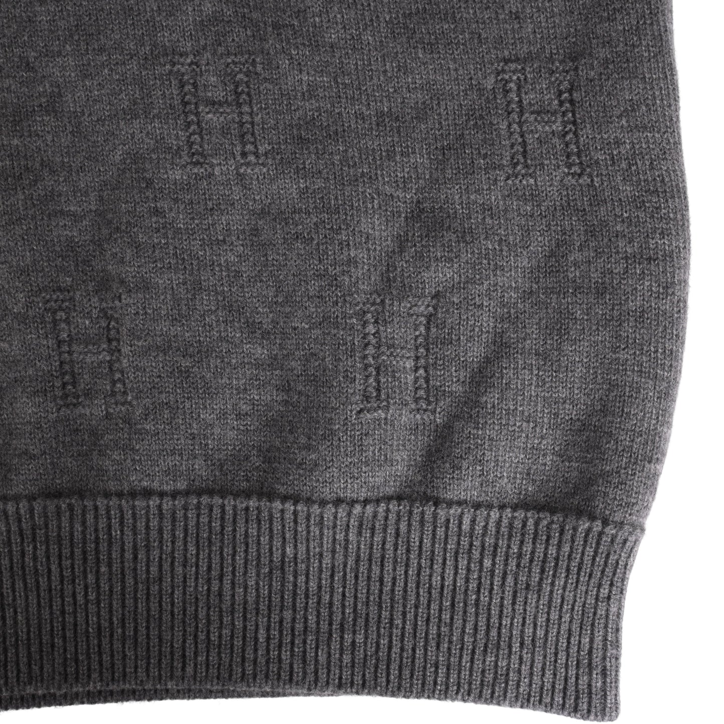 HERMES Vネック ニット ウール グレー 36