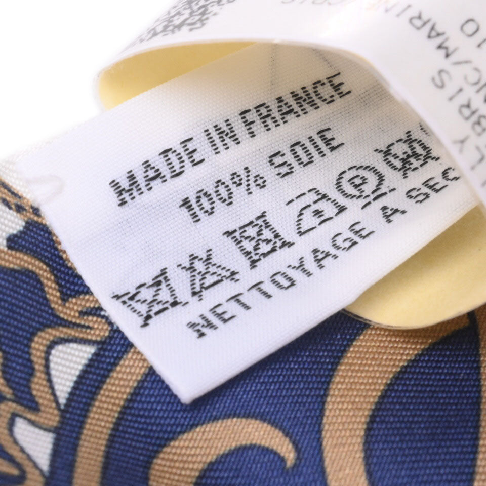 HERMES ツイリー エクスリブリス シルク 白 ネイビー