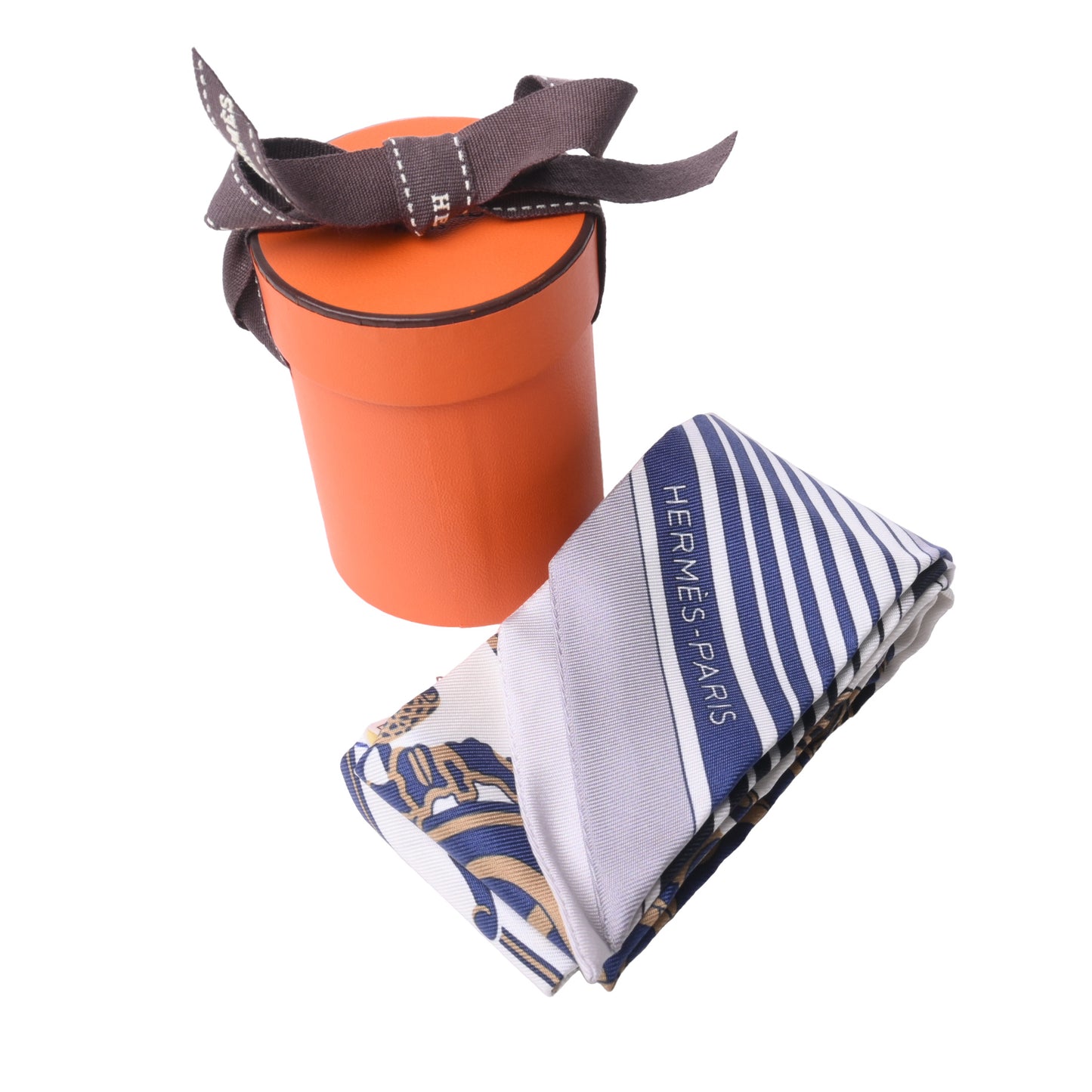 HERMES ツイリー エクスリブリス シルク 白 ネイビー