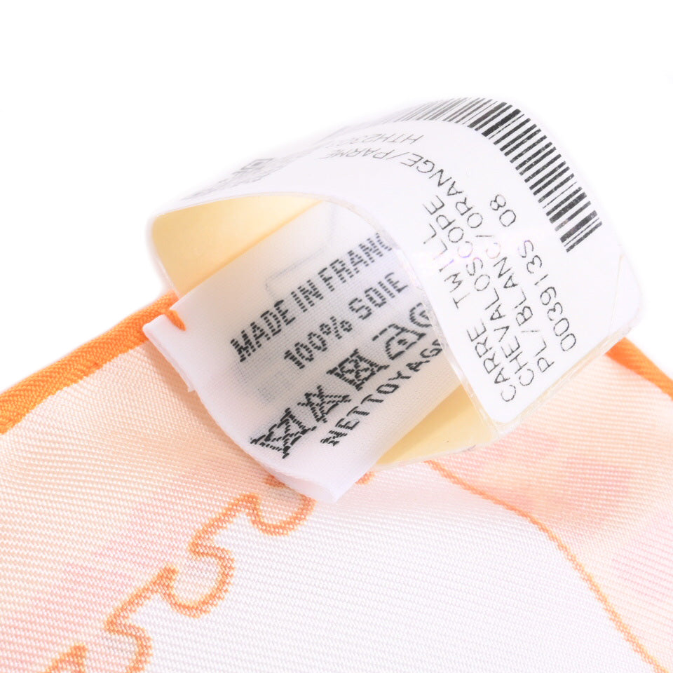 HERMES カレ90 シュヴァロスコーブ シルク オレンジ