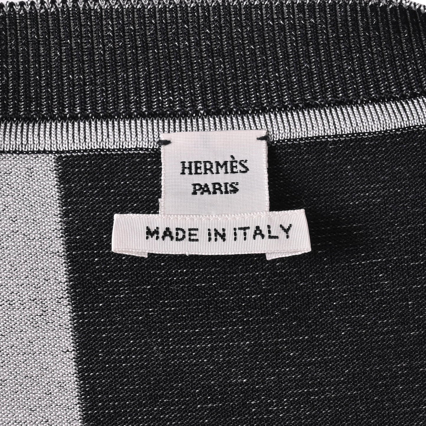 HERMES ツイルレーヌニット シルク ナイロン 黒 白 38