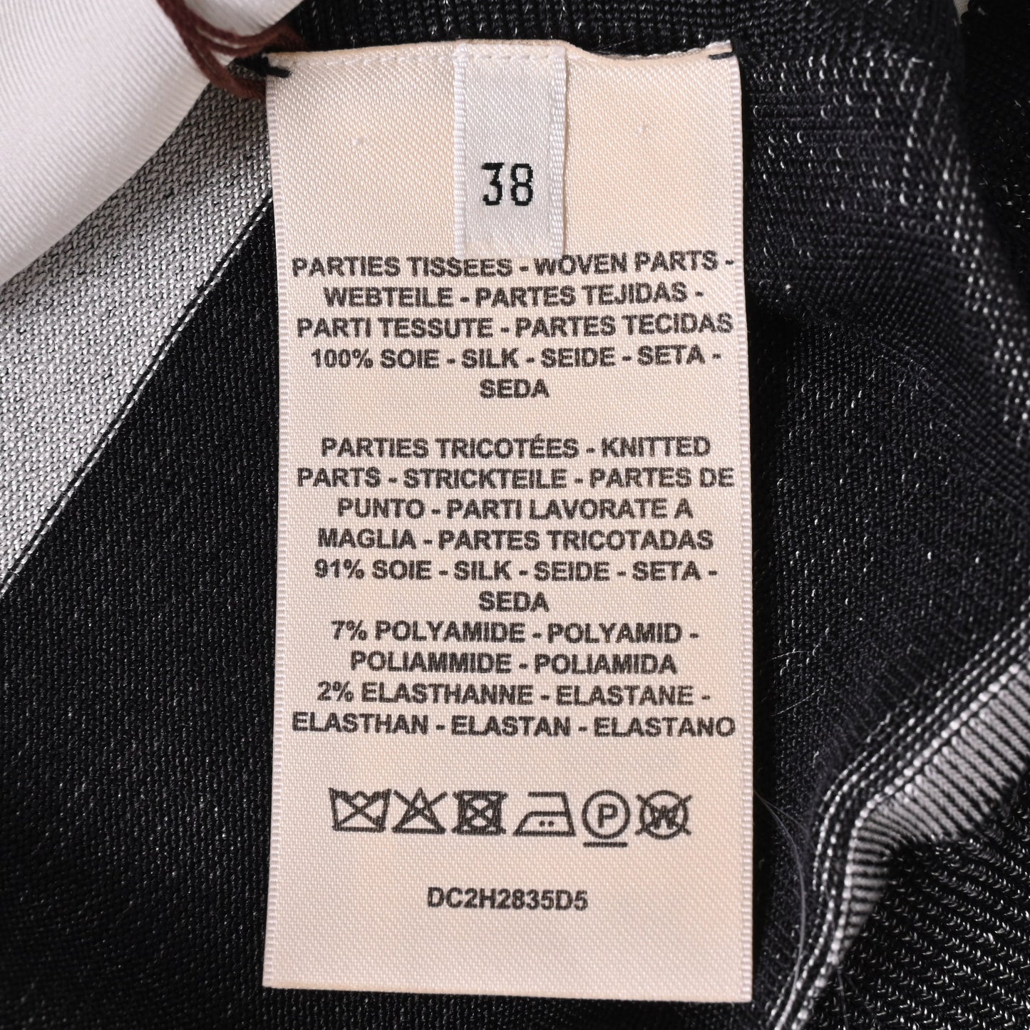 HERMES ツイルレーヌニット シルク ナイロン 黒 白 38