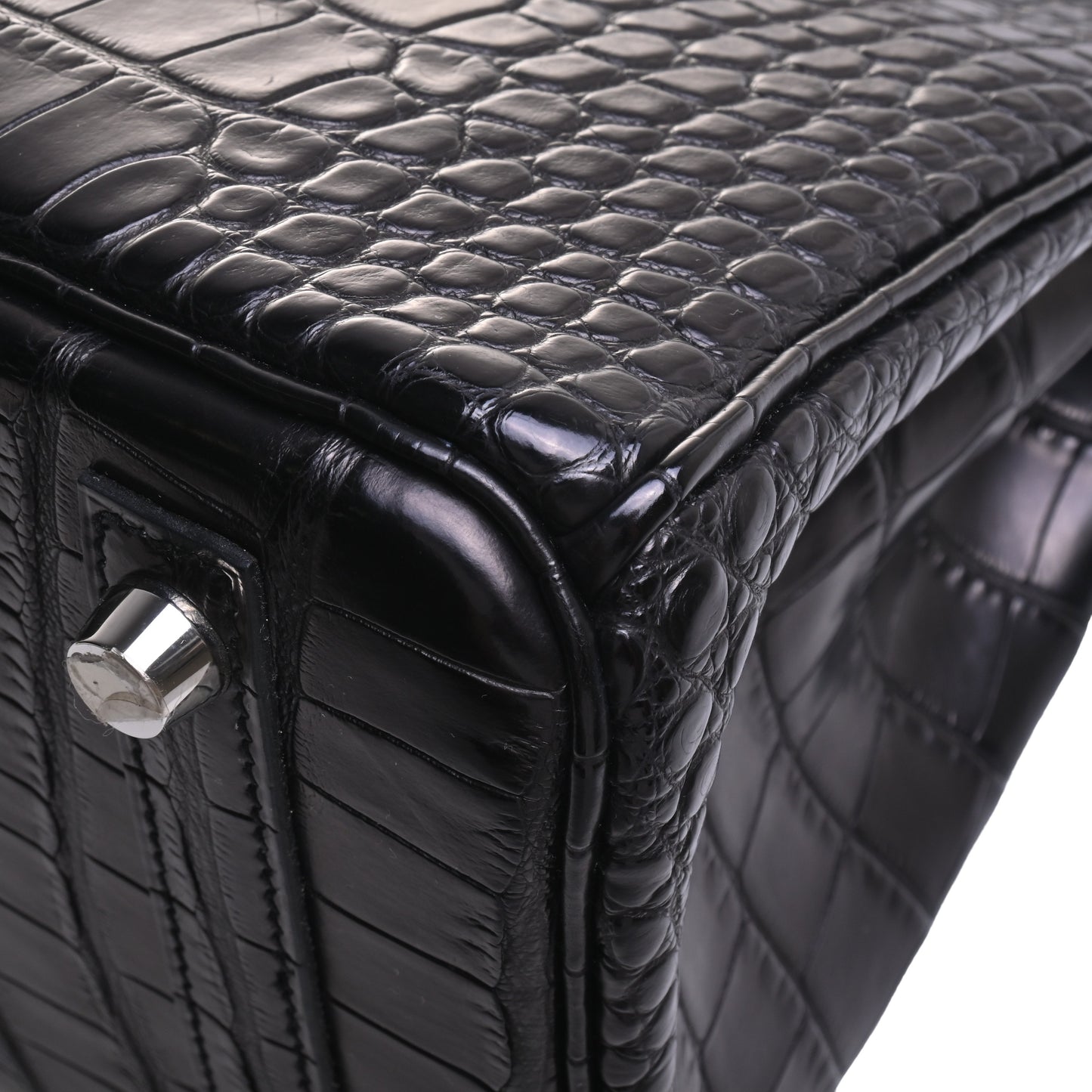 HERMES バーキン25 アリゲーターマット 黒 SS □R刻印