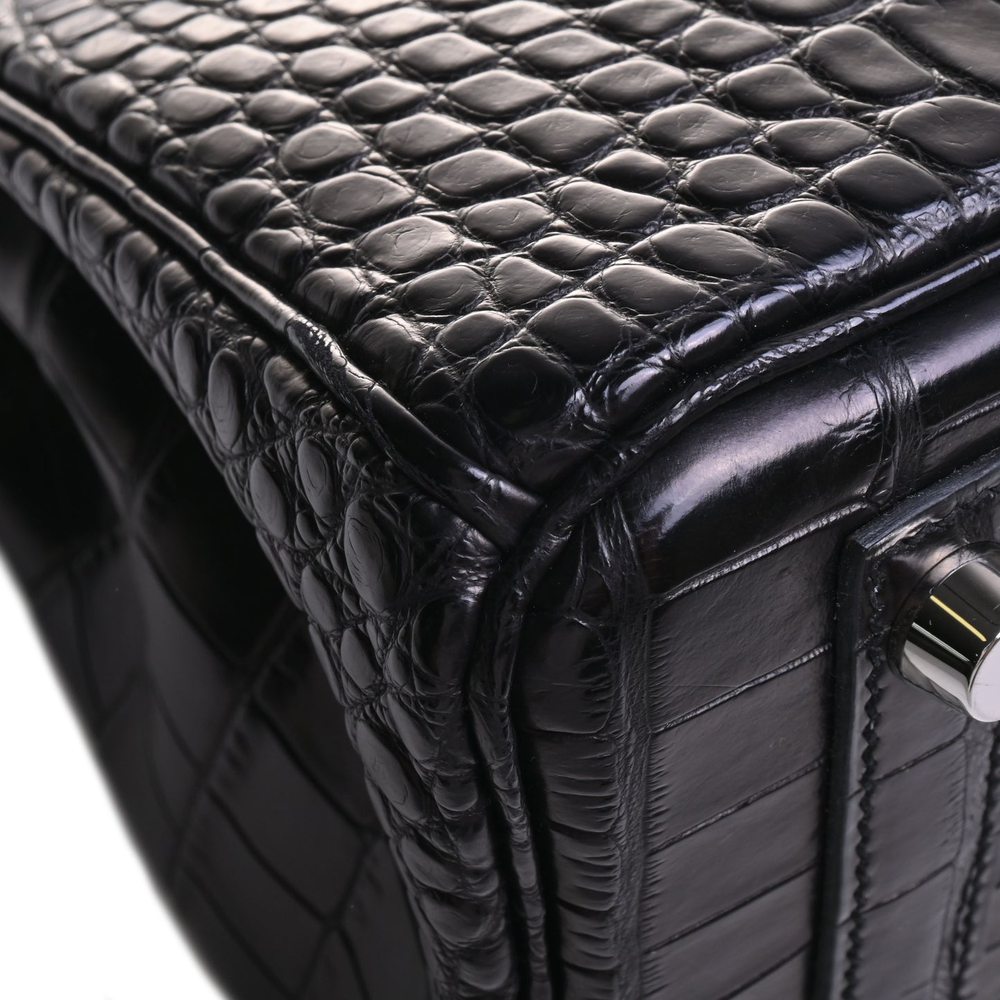 HERMES バーキン25 アリゲーターマット 黒 SS □R刻印