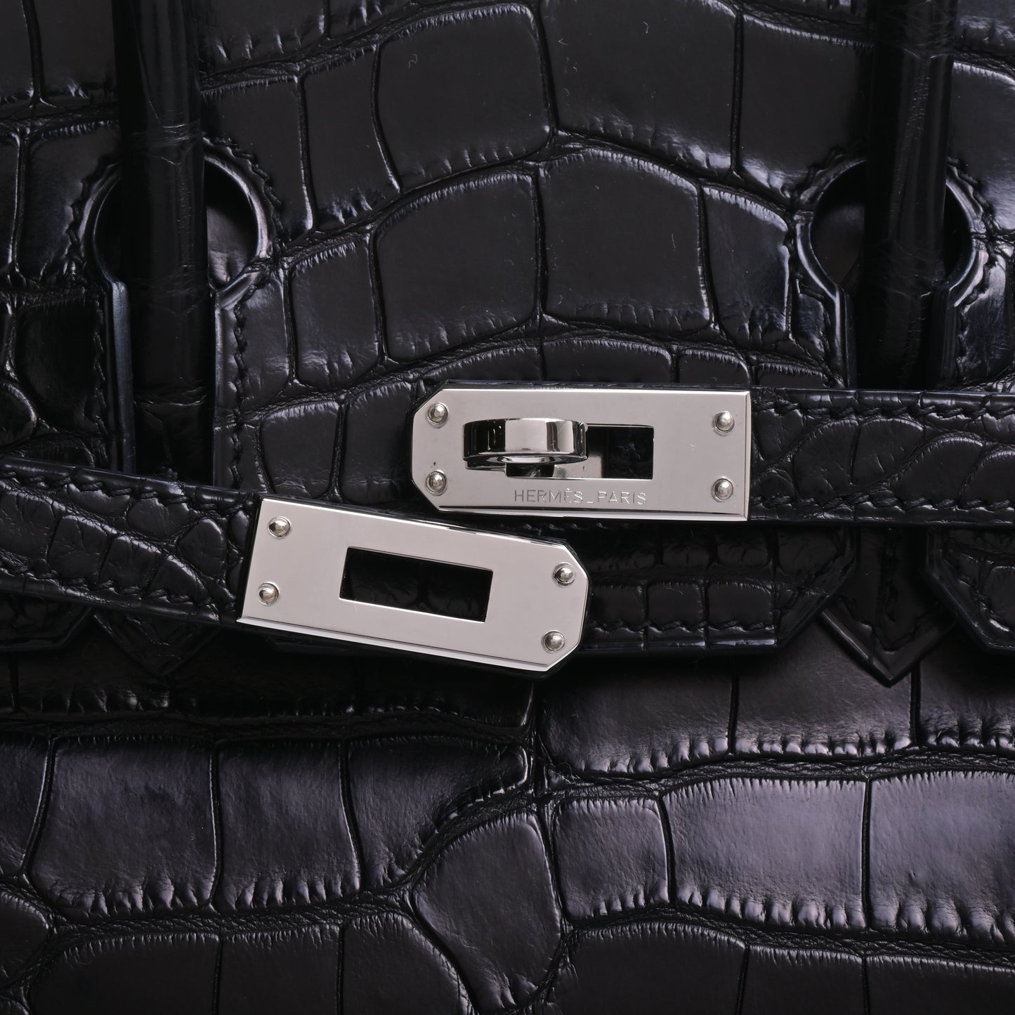 HERMES バーキン25 アリゲーターマット 黒 SS □R刻印
