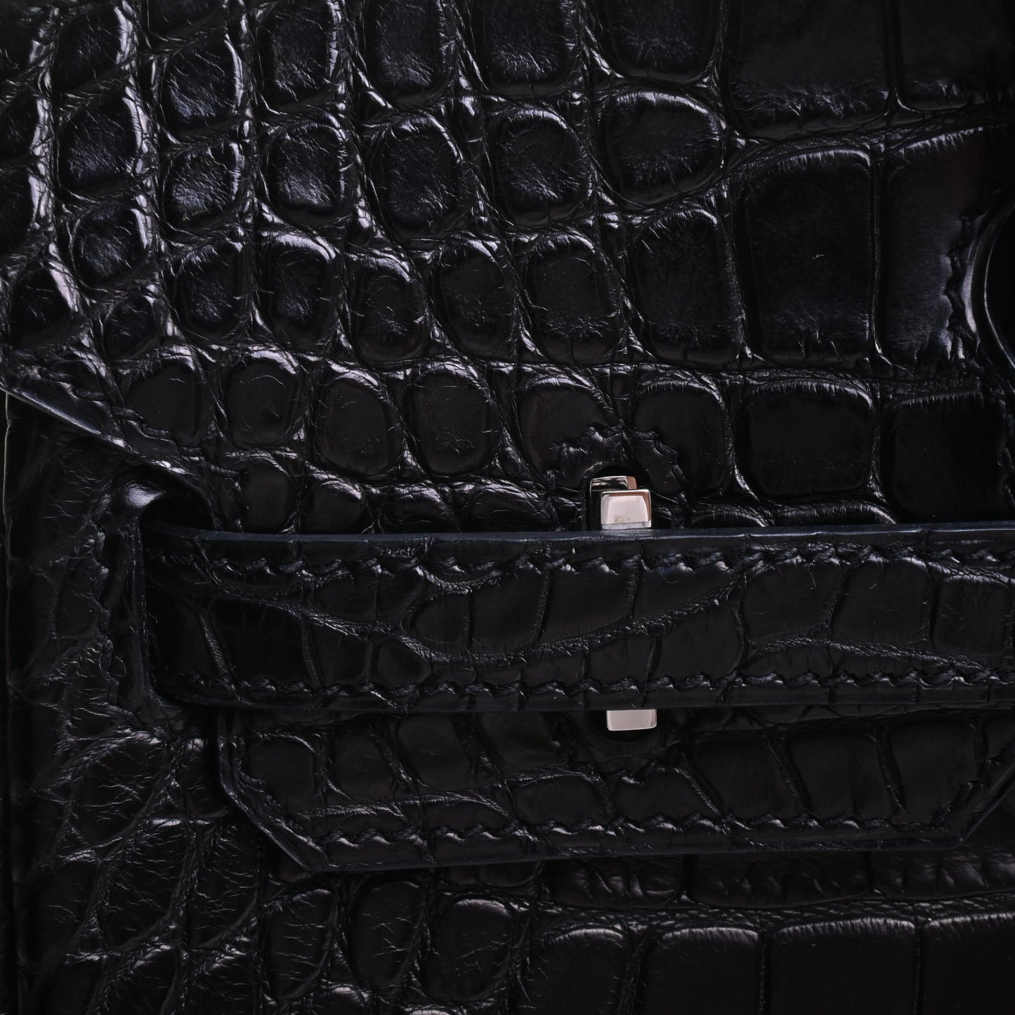 HERMES バーキン25 アリゲーターマット 黒 SS □R刻印