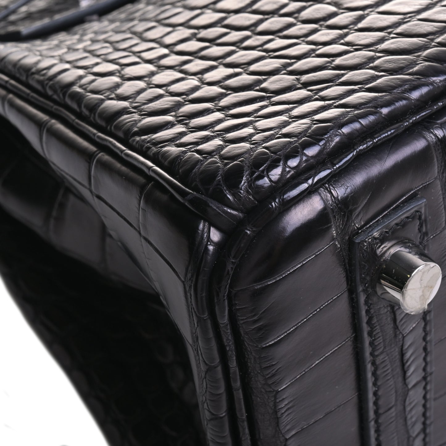 HERMES バーキン25 アリゲーターマット 黒 SS □R刻印