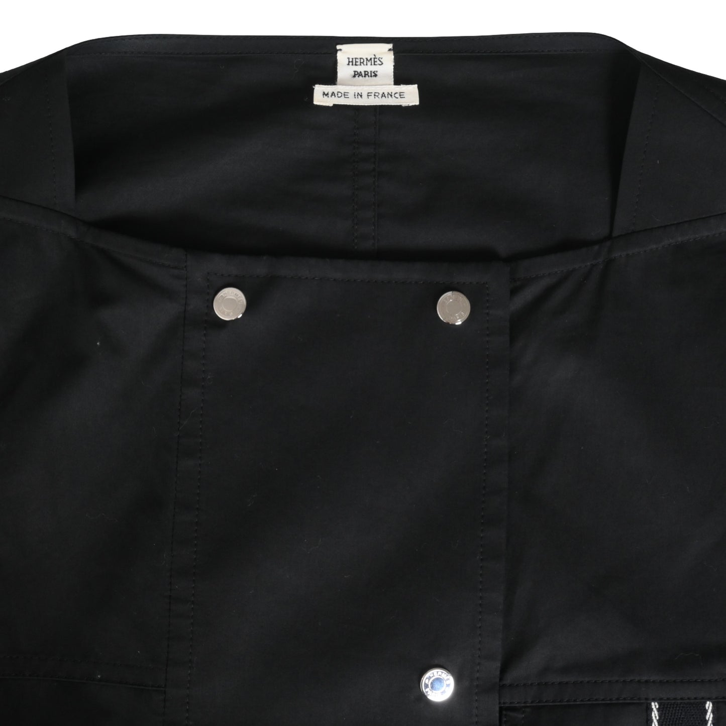 HERMES シャツブルゾン セリエボタン コットン 黒 36