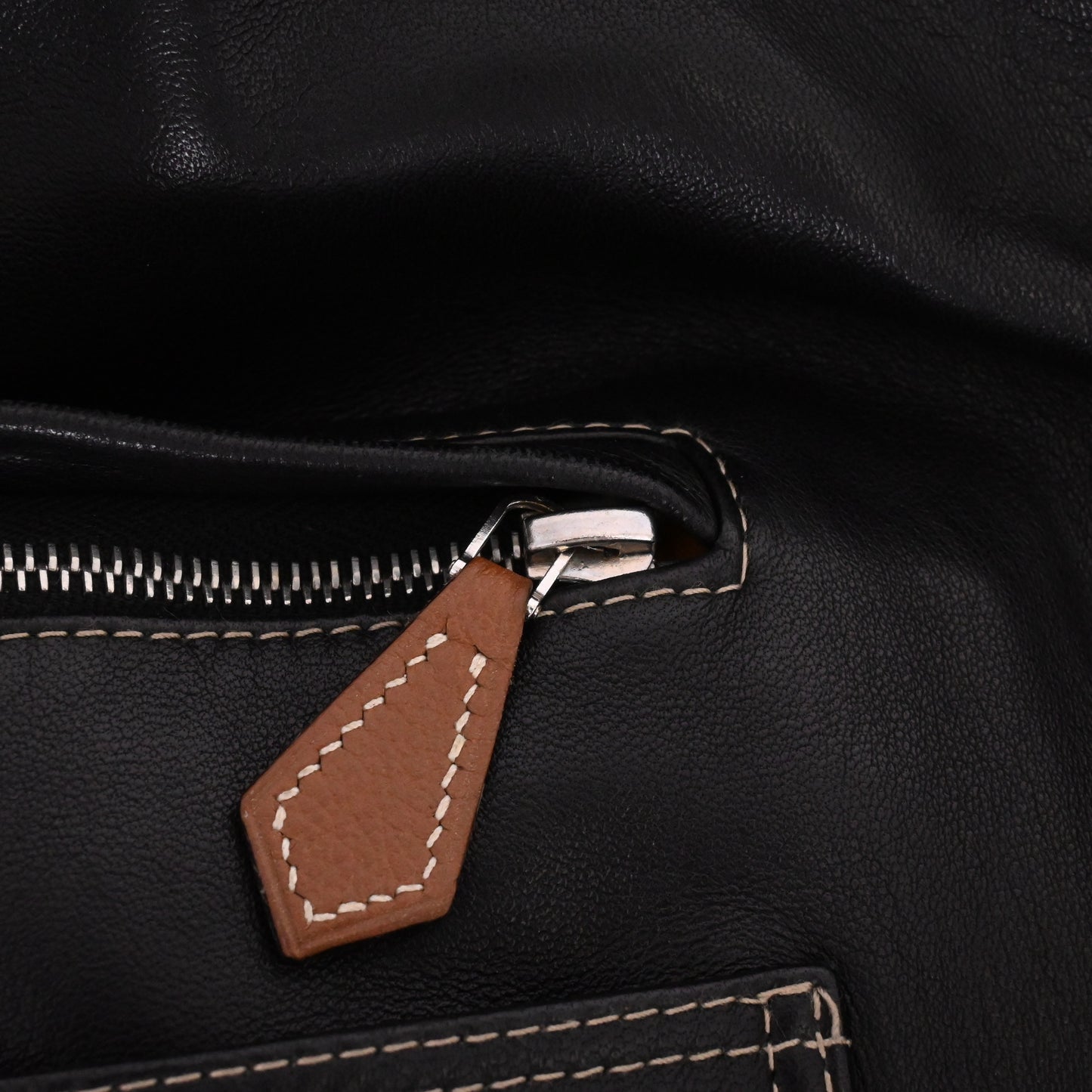 HERMES ブルゾン ラム 黒 ブラウン 52