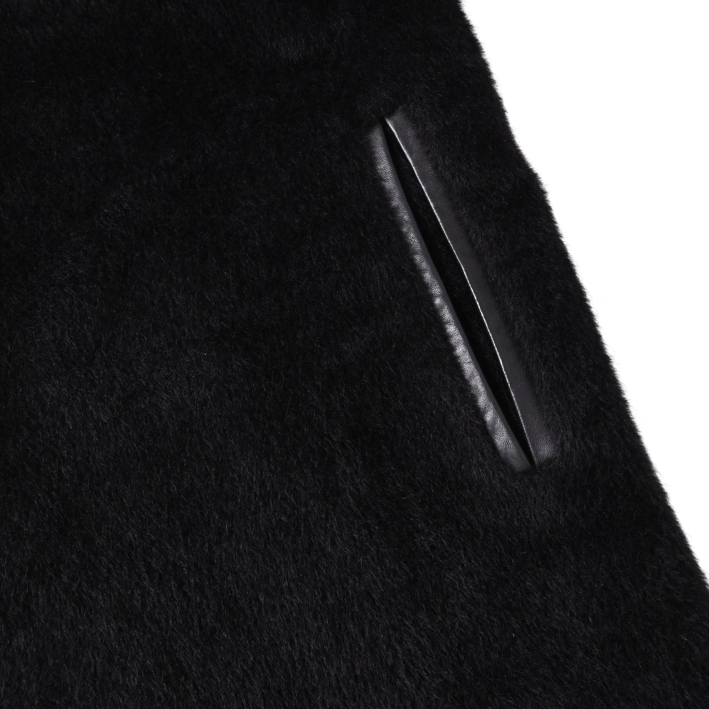 HERMES コート アルパカ混 ラム 黒 34