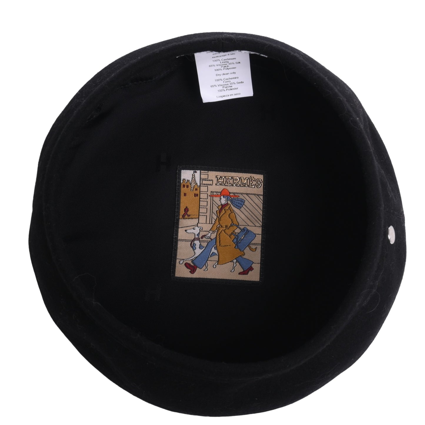 HERMES サントノーレベレー帽 カシミヤ 黒 57