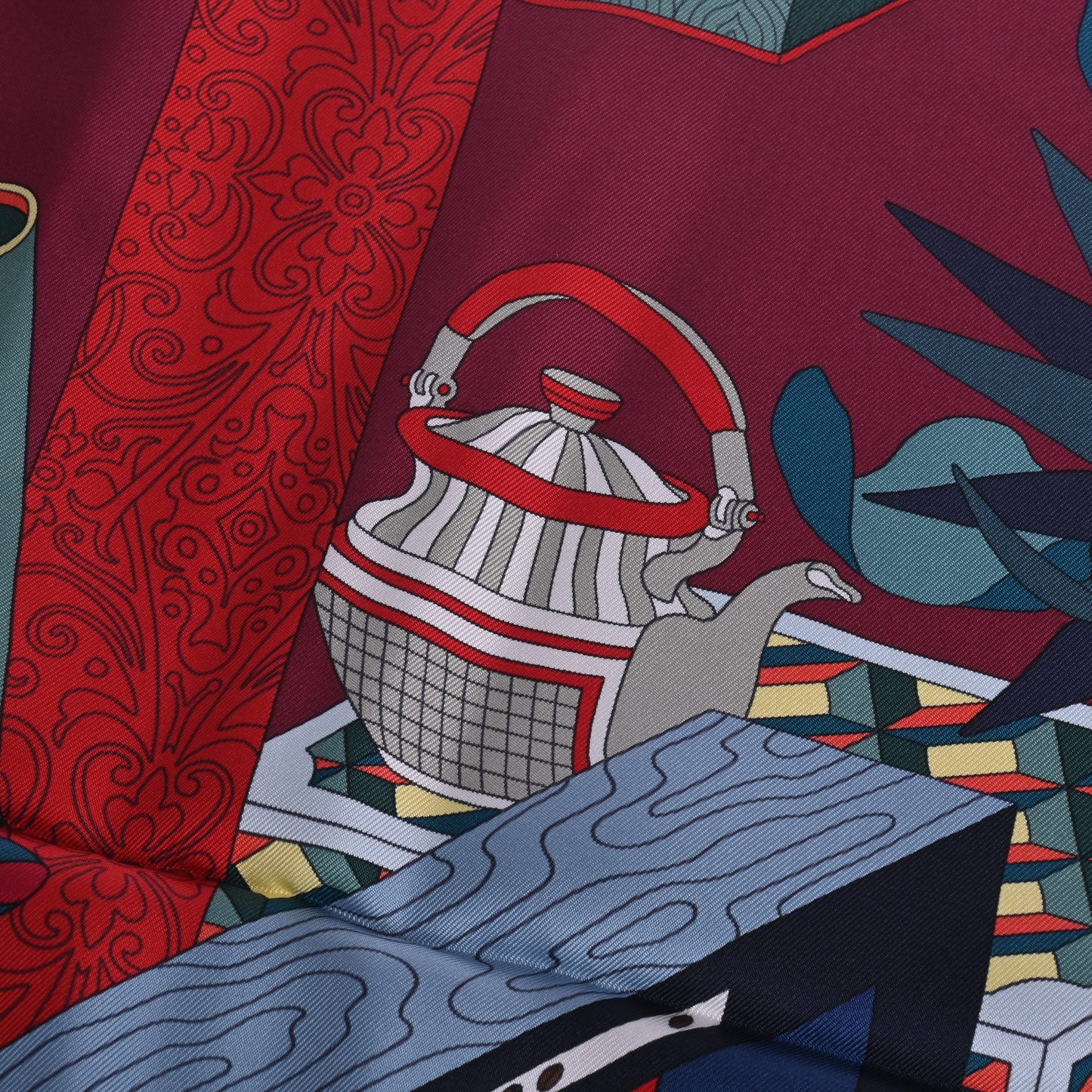HERMES カレ90 ある画家の宝物 シルク ボルドー
