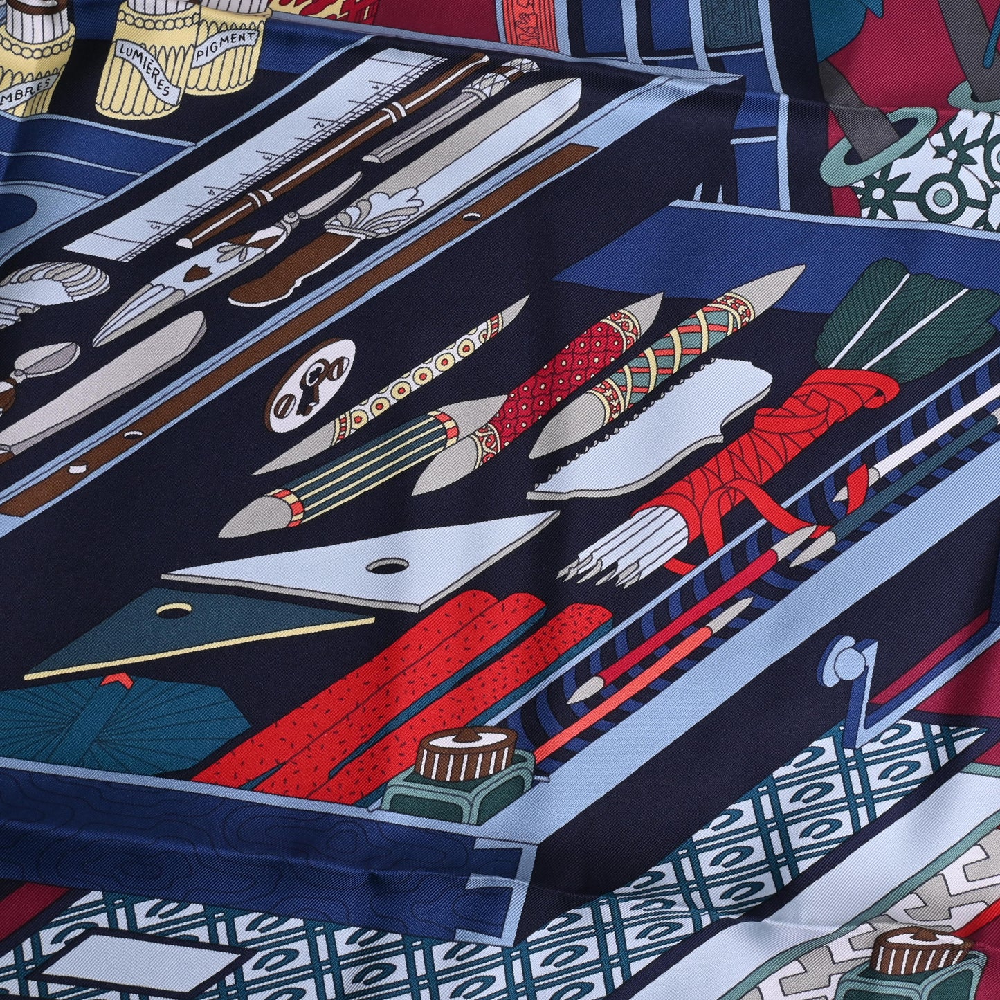 HERMES カレ90 ある画家の宝物 シルク ボルドー