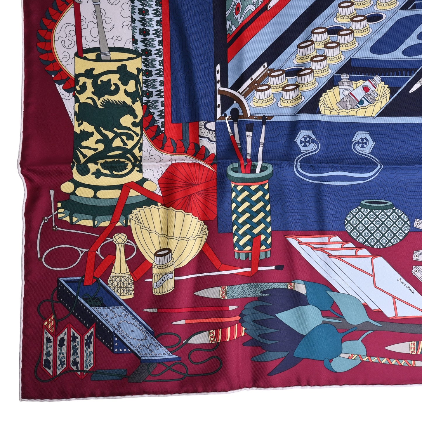 HERMES カレ90 ある画家の宝物 シルク ボルドー