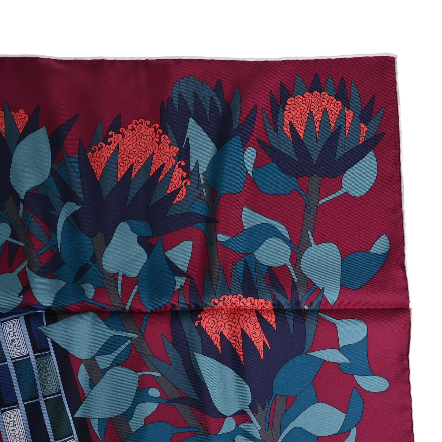 HERMES カレ90 ある画家の宝物 シルク ボルドー