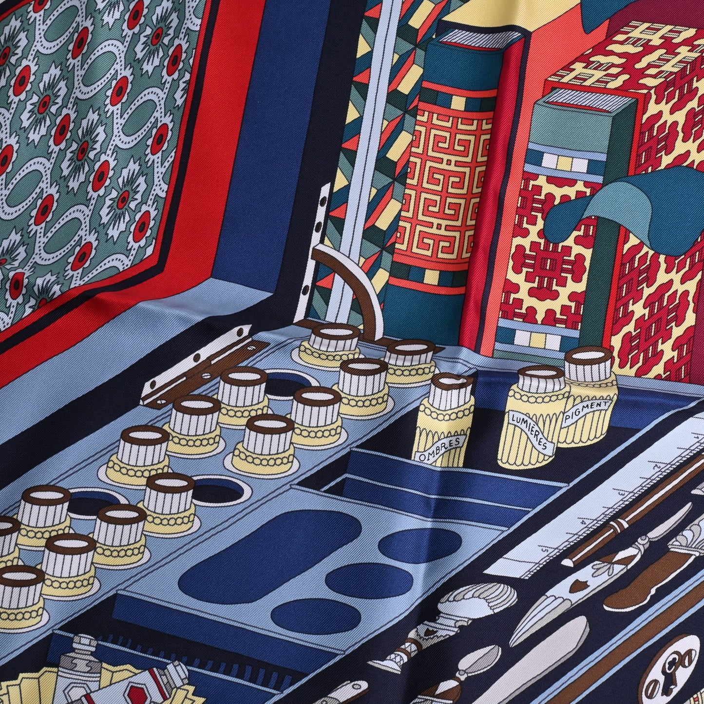HERMES カレ90 ある画家の宝物 シルク ボルドー