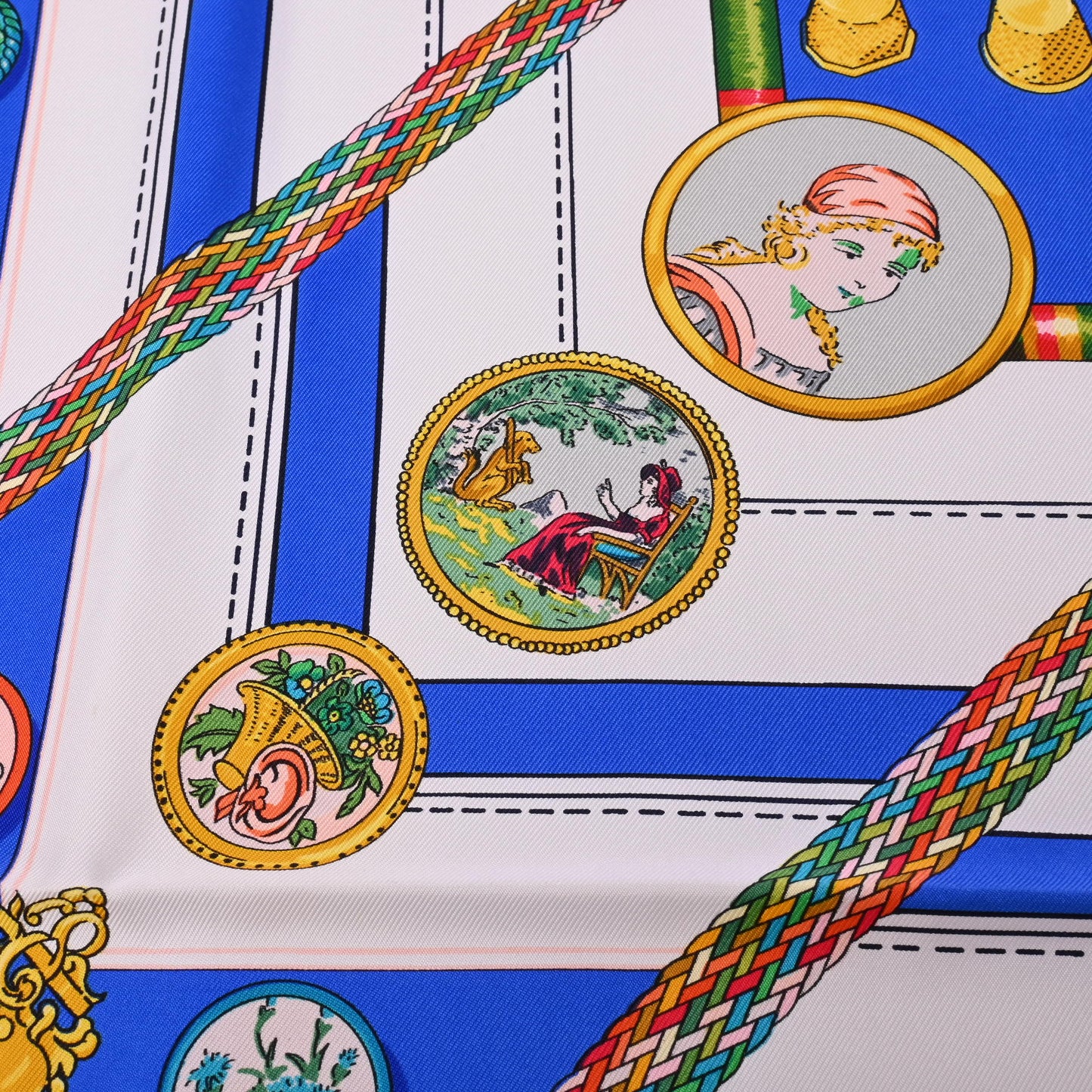 HERMES カレ90 お針子さん シルク ブルー