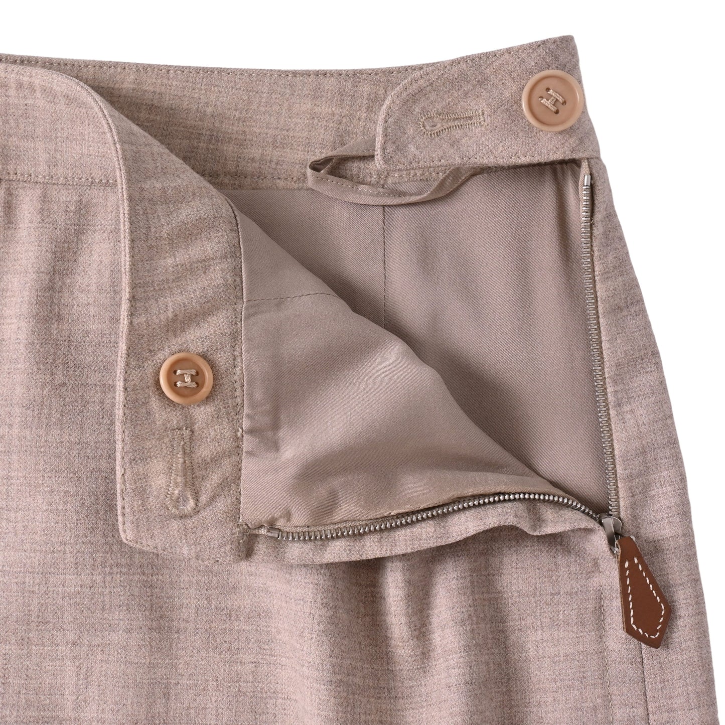 HERMES スカート ウール ベージュ 38