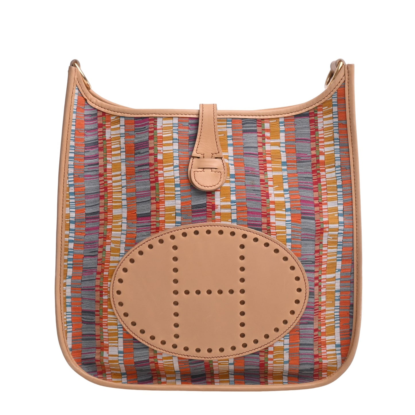 HERMES エヴリン1PM ヴィブラートスニップ ボックスネパール マルチカラー ベージュ GP □E刻印