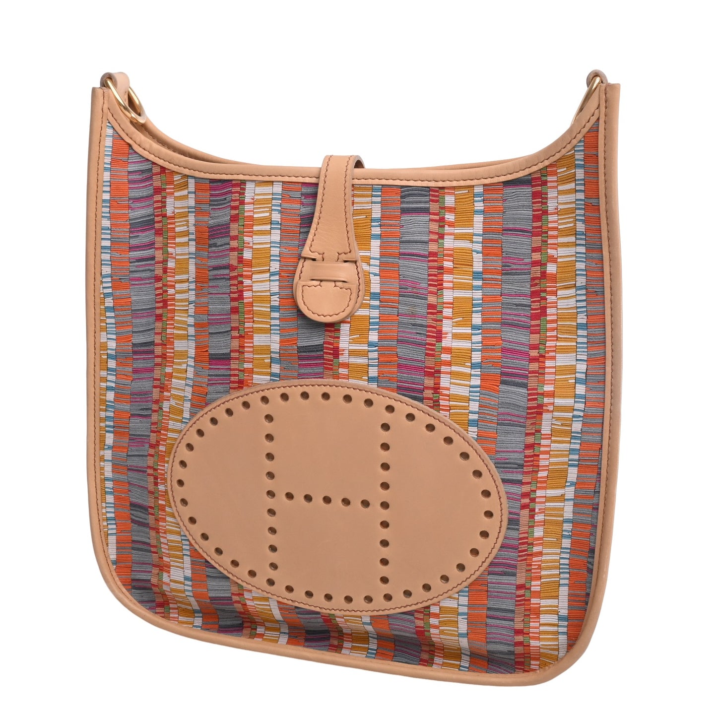 HERMES エヴリン1PM ヴィブラートスニップ ボックスネパール マルチカラー ベージュ GP □E刻印