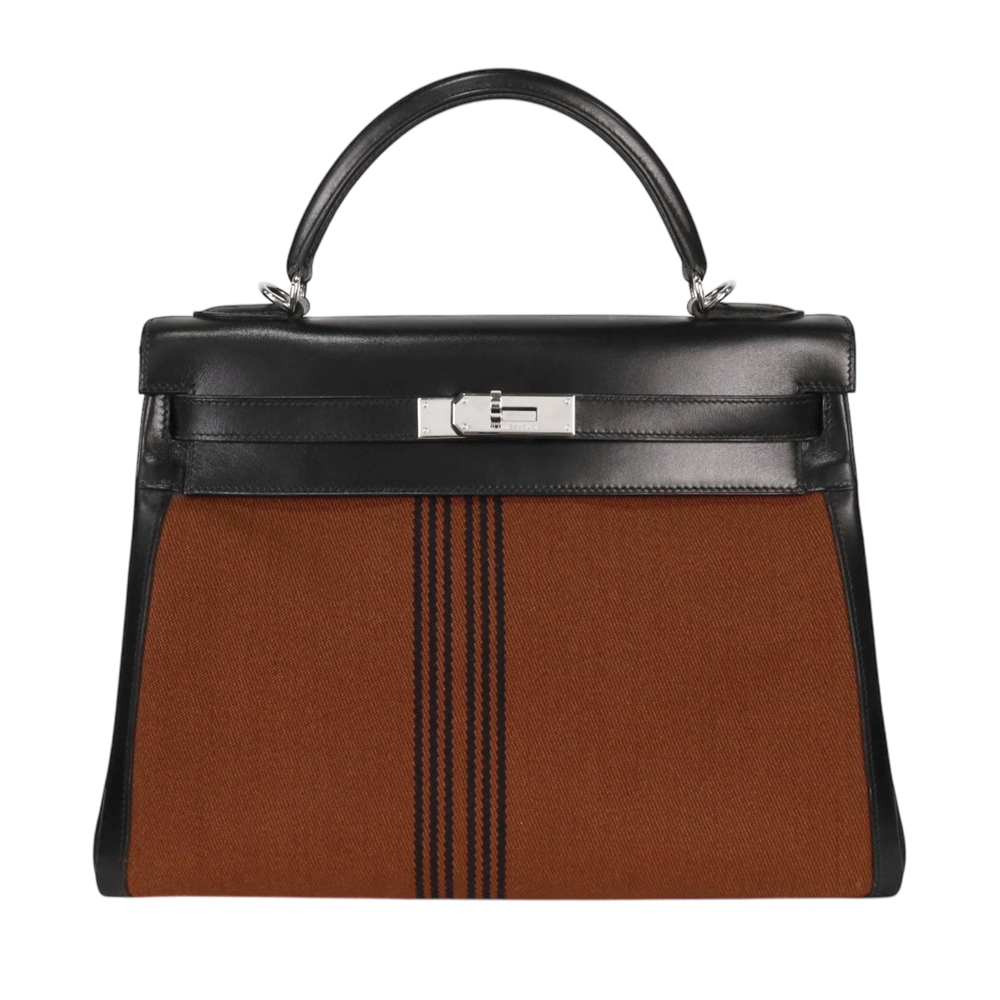 Kelly 32 Toile Potamos Box Calf Black Brown SS □J Engraved