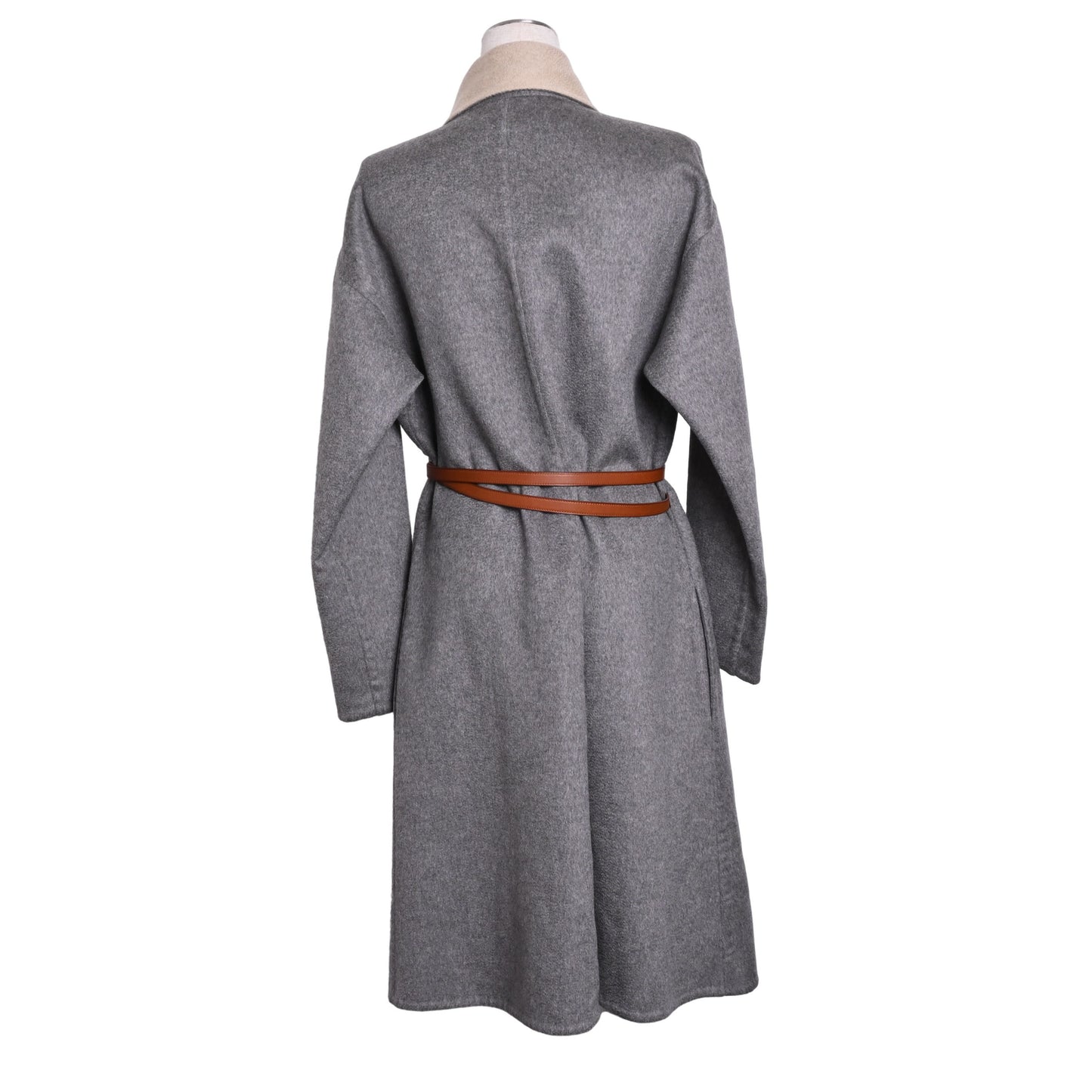 HERMES ベルテッドコート カシミヤ グレー ベージュ 38