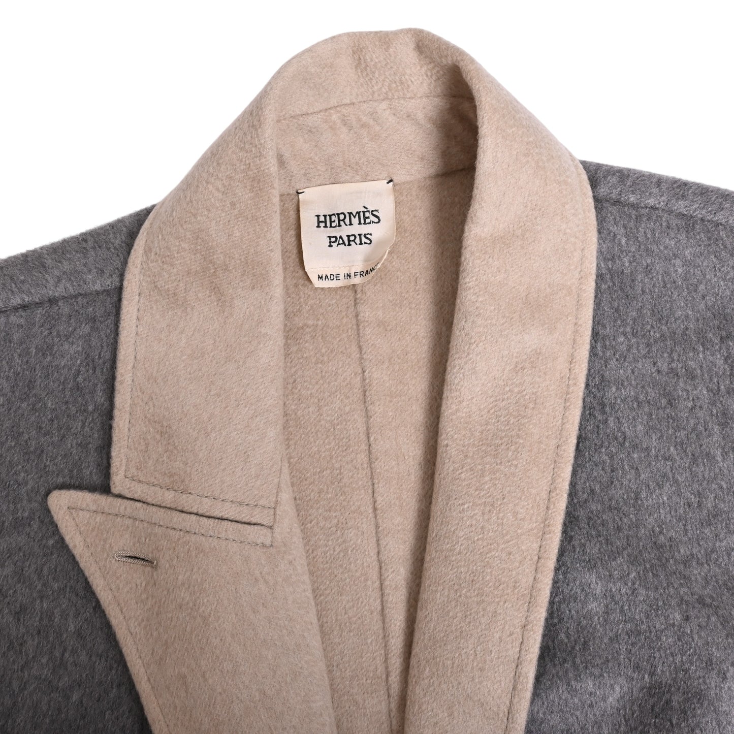 HERMES ベルテッドコート カシミヤ グレー ベージュ 38