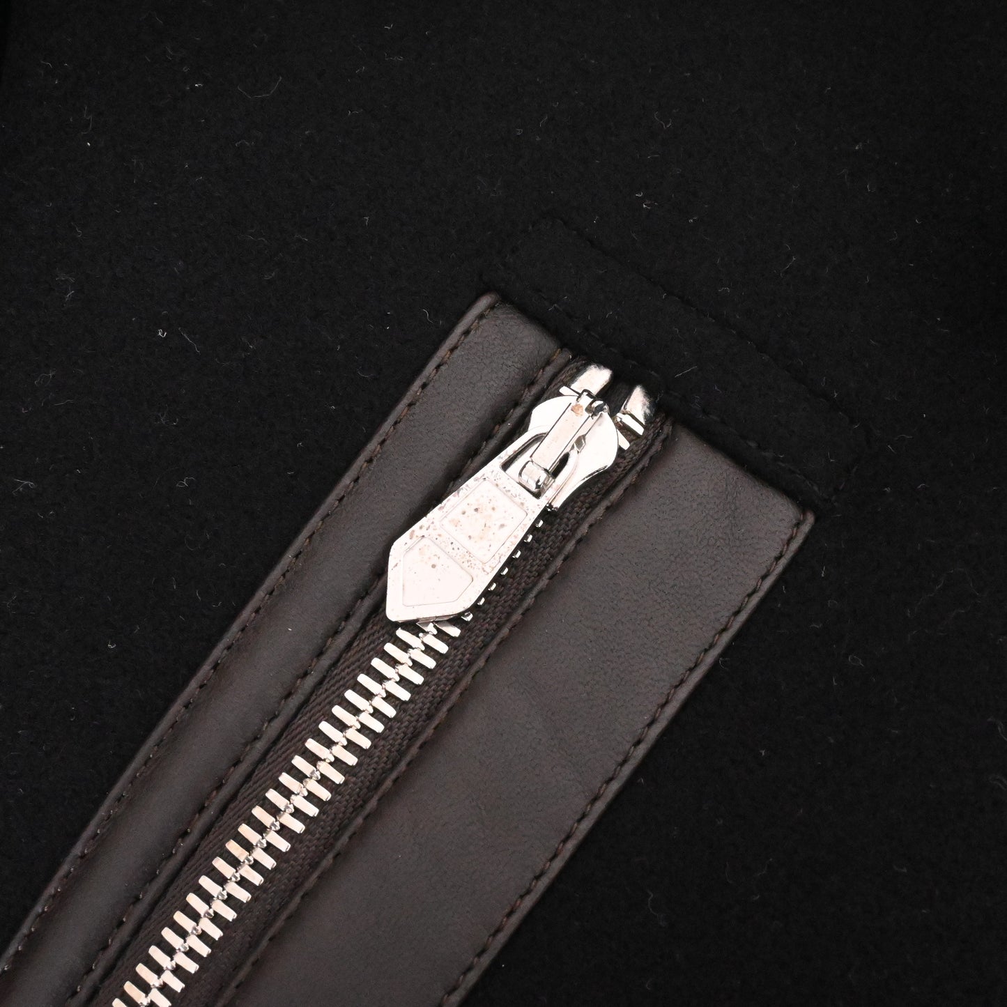 HERMES Pコート ウール レザー 黒 50