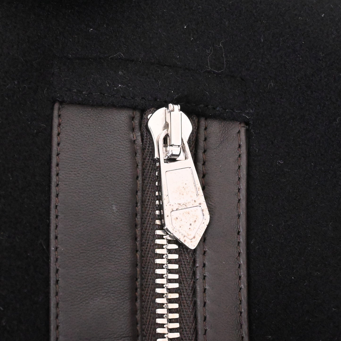 HERMES Pコート ウール レザー 黒 50