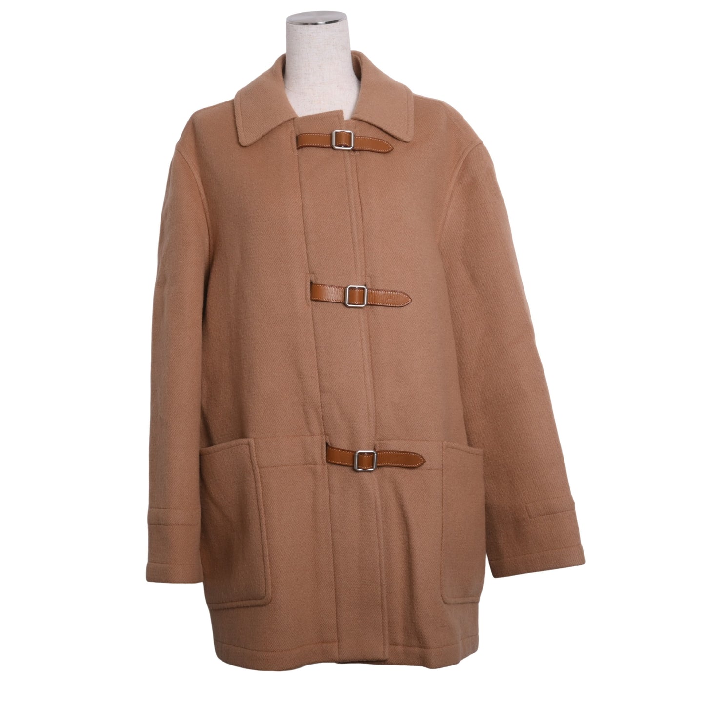 HERMES アピベルト コート ウール カシミア混 キャメル 40