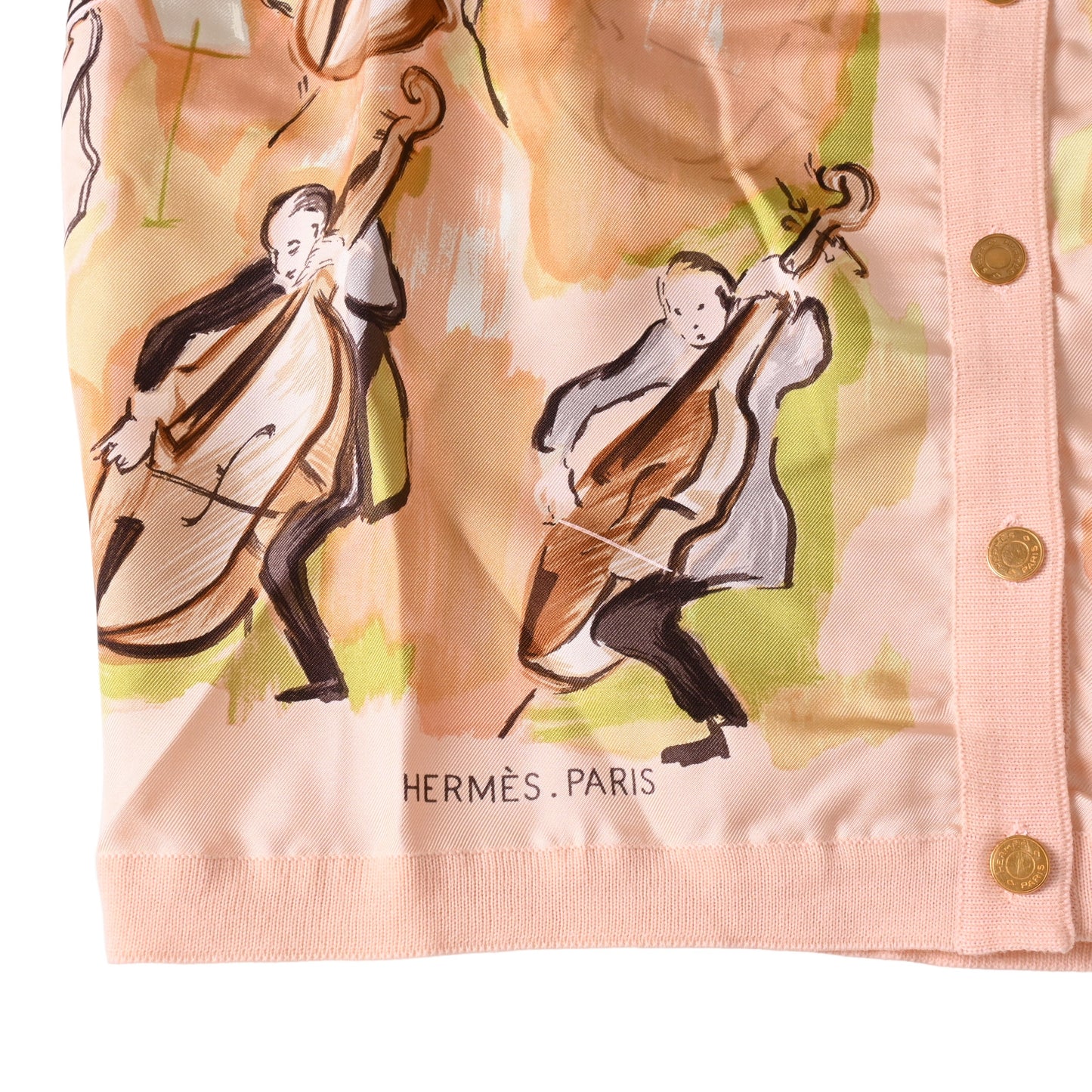 HERMES カーディガン シルク ウール マルチカラー 42