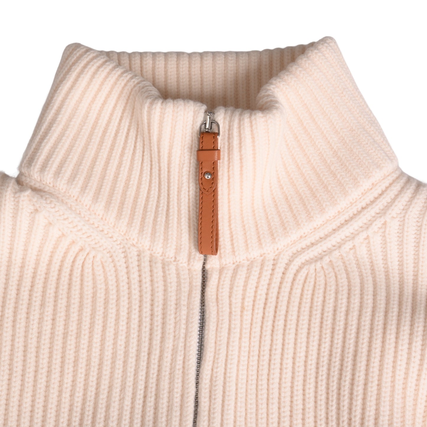 HERMES ニットブルゾン Hロゴポケット ウール アイボリー 40