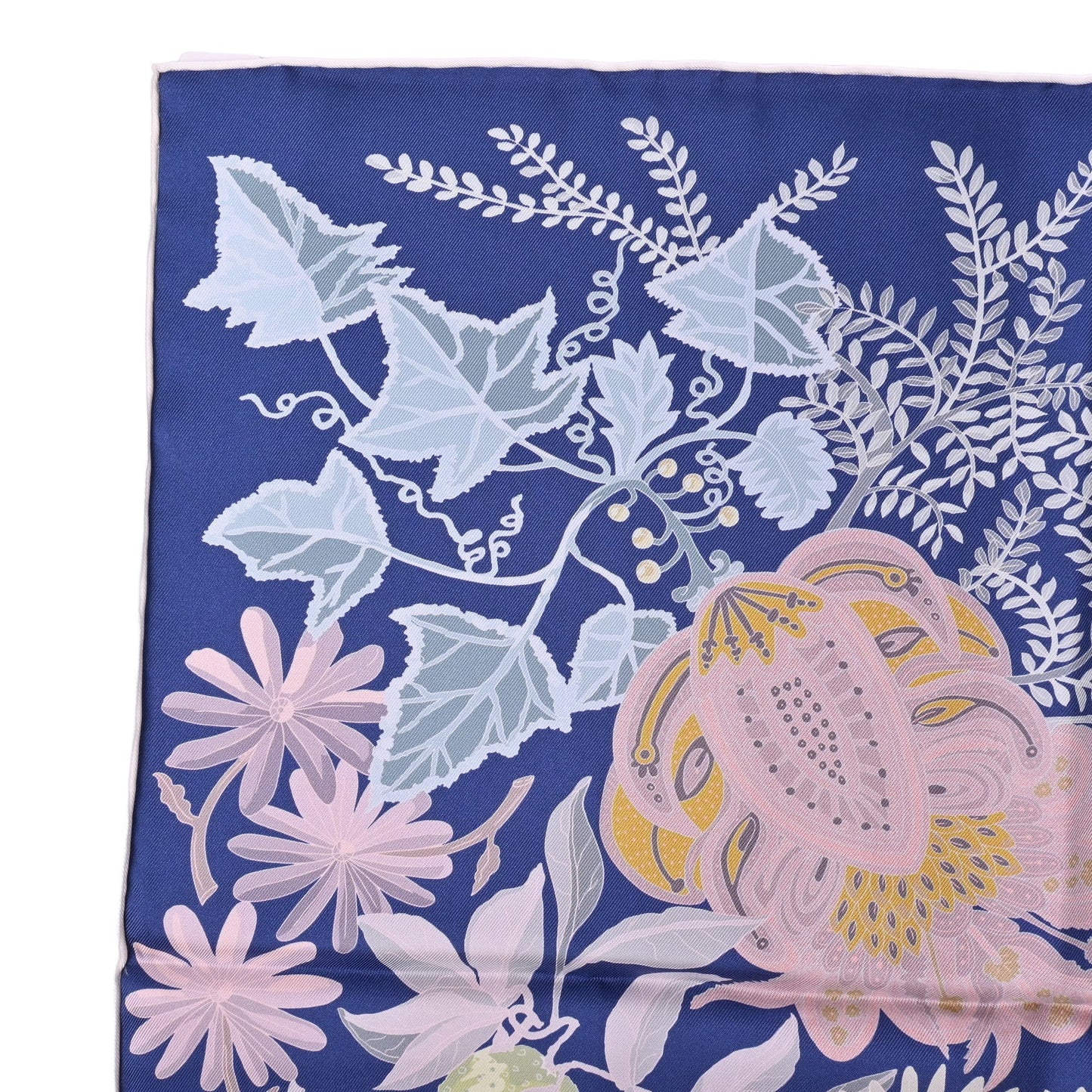 HERMES カレ90 ダブルフェイス 画家たちの庭 シルク ネイビー 黒