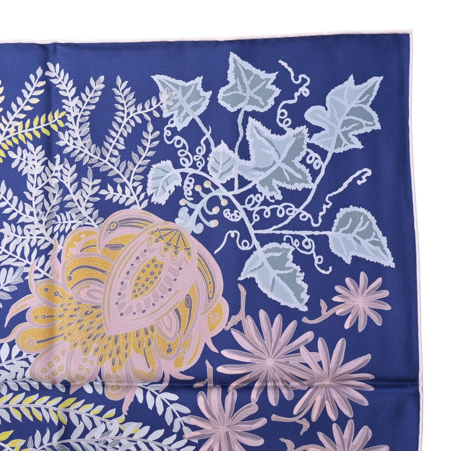 HERMES カレ90 ダブルフェイス 画家たちの庭 シルク ネイビー 黒